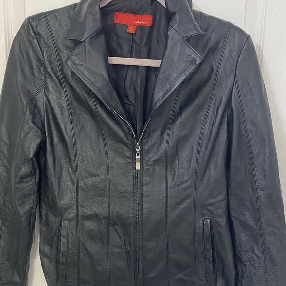 Black Max USA Women’s Genuine Leather Black Fitted Zipper Up Jacket Size Small - Picture 11 of 15